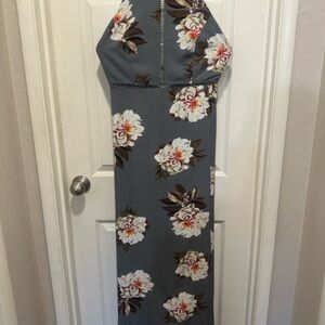 Floral Strapless Dress - Gray